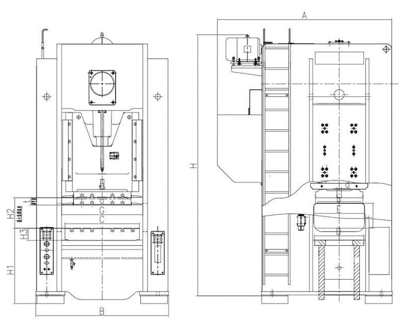 JW31 H Tip Tek Krank Pres Boyutları